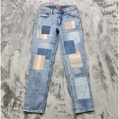 Pantalones de mezclilla Lucky Brand para mujer 00/24 azul leyenda tiro medio retazos novio relajados Foto 1 de 4