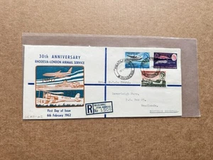 Rhodesia & Nyasaland 1962 FDC +Rhodesia-London FFC #SG40-42 +G-AAJH Plane Cachet - Picture 1 of 2