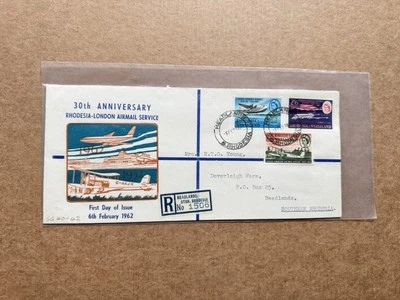Rhodesia & Nyasaland 1962 FDC +Rhodesia-London FFC #SG40-42 +G-AAJH Plane Cachet - Image 1 of 2