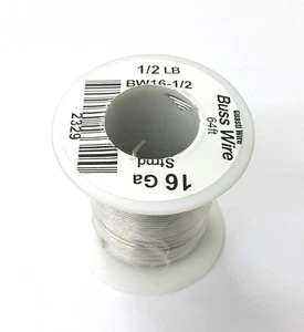 BW16-1/2. 16 Gauge Tinned Copper Bus Wire, 1/2 Pound Roll (64' Approx.) 16AWG - Picture 1 of 1