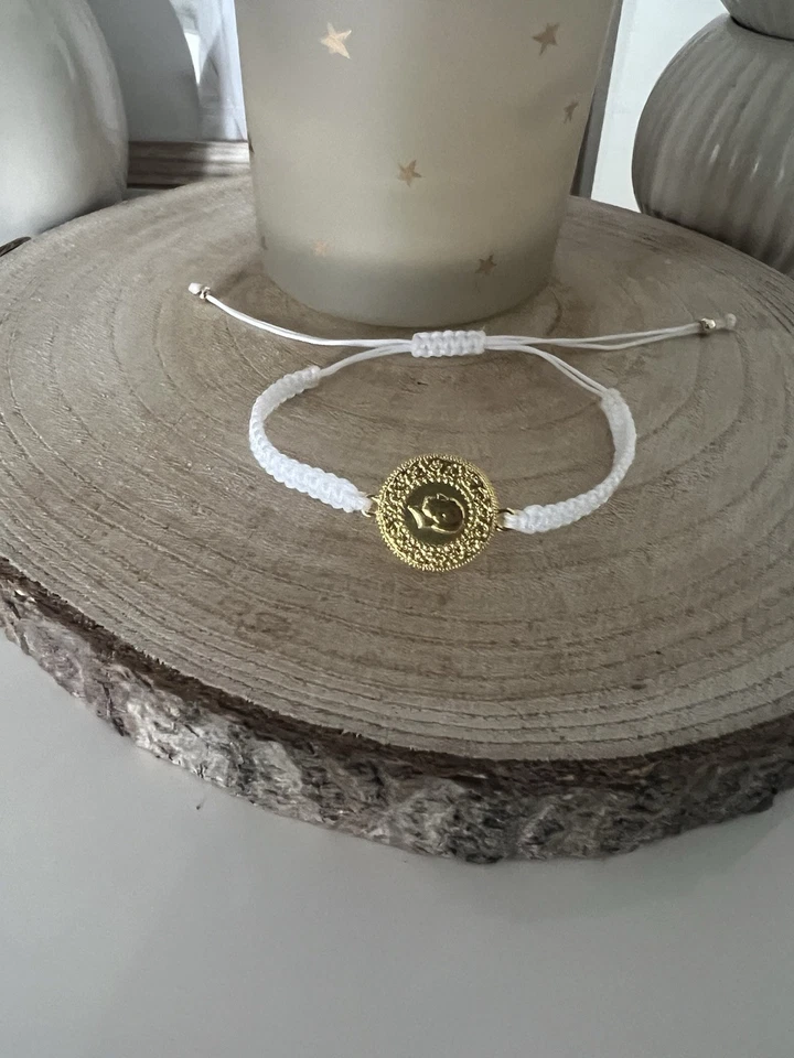 Ceyrek Bileklik|Armband| vergoldet|Altin Kaplama-Atatürk Münze|Makramee Weiß - Bild 1 von 4