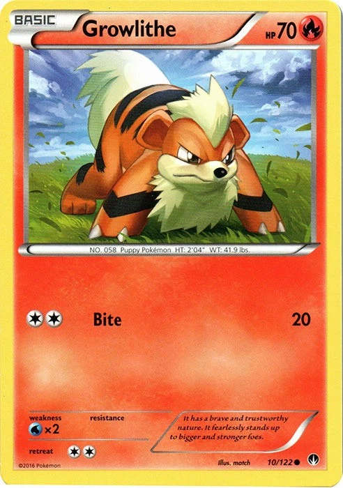 Growlithe - 10/122 - Common - Damaged - Image 1 of 1