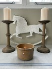 A Pair Of  Vintage Wooden Candlesticks With New Candles