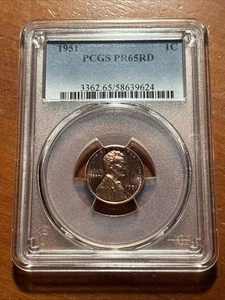 1951 Lincoln Cent - PCGS PR 65 RD - Picture 1 of 4