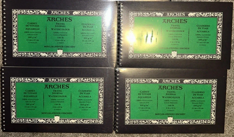 4 ARCHES 6 X 10 Travel Journal COLD PRESSED Watercolor Paper  NEW 🎨 - Image 1 of 1