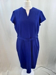 Boden Royal Blue Dress Knee Length Belt Cap Sleeve Lined Wool Size 22 Ex Con - Picture 1 of 21