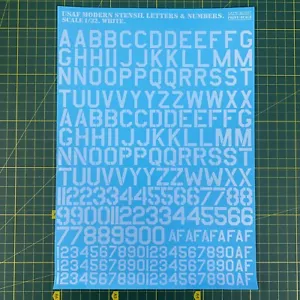 Plantilla moderna letras y números USAF blanca escala 1/32 calcomanías impresión escala 32-001 - Imagen 1 de 3