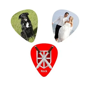 PERSONALISED CUSTOM PRINTED GUITAR PLECTRUM PICK YOUR PHOTO / TEXT BAND GIFT - Foto 1 di 3
