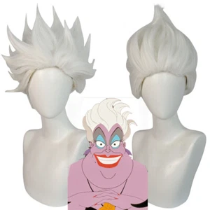 Movie Ursula Cosplay Wig White Short Hair Halloween Costume Props  - Picture 1 of 5