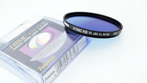 HAMA 58mm HTMC KB 15 80A LIGHT BALANCING BLUE GLASS LENS FILTER M58 JAPAN - Bild 1 von 15
