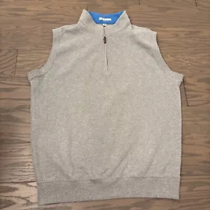 Peter Millar Mens 1/4 zip Sweater Vest Mens Gray Cotton Medium M EUC - Picture 1 of 12