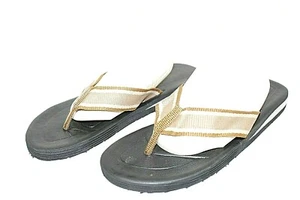 SPORT Mens Casual Slip-on FLIP FLOPS Sandals SIZE 8 & 9 M Tan Fabric Upper - Picture 1 of 6