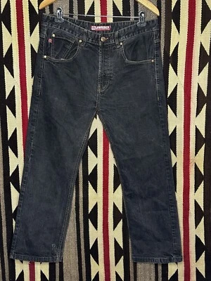 Y2K винтажный Lowrider джинсы размер 36 x 27 черный выцветший мешковатые джинсы широкие штанины  - Изображение 1 из 4