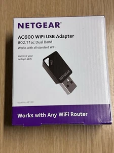 NETGEAR A6100-100PES AC600 802.11ac Dual Band (150/433 Mbps) Wi-Fi USB Mini BNIB - Afbeelding 1 van 5