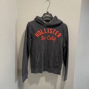 Hollister Charcoal Gray Neon Orange Hoodie Sweatshirt Size: S - Picture 1 of 7