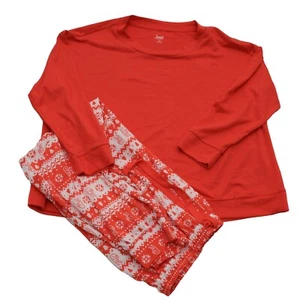 Jenni 2 PC Size 1X So Soft Knit Pajama Set Papaya Punch Fair - Picture 1 of 9