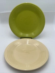 Fiesta Ware 10.5” Dinner Plate Green, Cream Homer Laughlin Set of 2 GUC - Picture 1 of 6