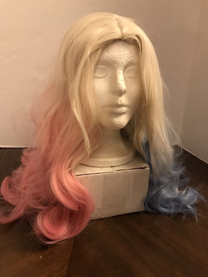 White  Pink Blue Wig    Wavy  19  Inches Cosplay Costume  Long - Image 1 of 3