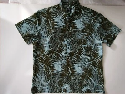 Van Heusen Button Up Polo Shirt Mens XL(17) Green Palm Leaves Print Short sleeve - Image 1 of 4