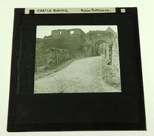 Vintage Glas schwarzweiß magische Laterne Dia Schloss steigender Eingang Norfolk - Bild 1 von 3