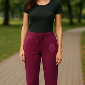 Acogedores pantalones deportivos Express morados con logotipo bordado ropa de estar informales cómodos M - Imagen 1 de 4