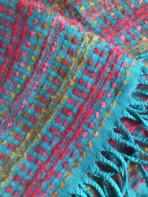 NORDSTROM Mezcla Mohair Envoltura Hecho en Francia Rosa Turquesa 72 x 25 NUEVO ESTADO Foto 1 de 4