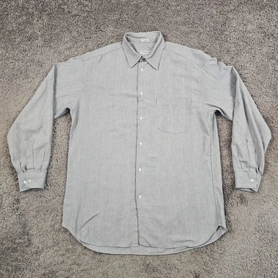 Camisa Salvatore Ferragamo Hombre Grande L Gris Espiga 100% Algodón Hecha en Italia Foto 1 de 4