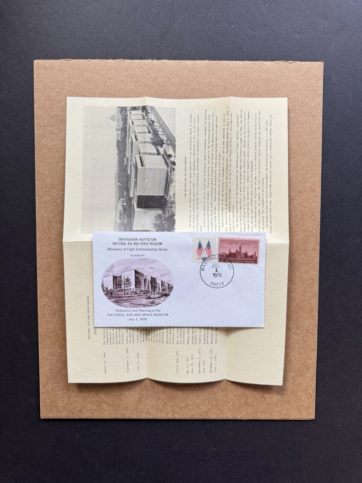 US 1976 Flight Millstone Cover#41 +Opening-Natl-Air-Space-Museum +Info Page - Image 1 of 1