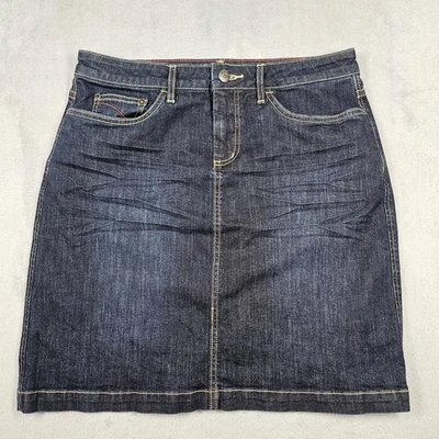 Mountain Khakis Denim Skirt Womens Size 6 Low Rise Classic Fit Whiskering Preppy - Image 1 of 4