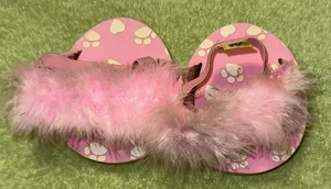 Build-A-Bear Workshop Fuzzy Furry Pink Open Style Slippers BABW - Picture 1 of 4