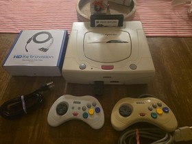 Modded JP SEGA Saturn Beige Console Bundle w/ Backup Cart, 15 games & HD cables!