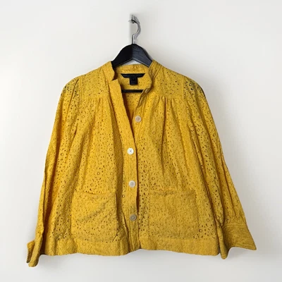 MARC By MARC JACOBS Yellow Cotton Eyelet Jacket Blazer Sz 4 - Image 1 of 4