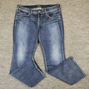 Silver Elyse Slim Boot Jeans Women's 18 Mid-Rise Medium Wash Stretch Denim Blue - Picture 1 of 11