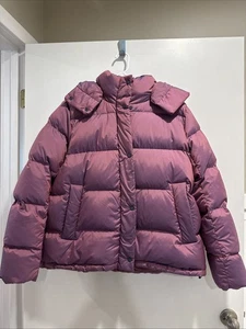 WARM! Lululemon Size 14 Wunder Puff Jacket Down Puffer Heathered Plumful - Picture 1 of 5