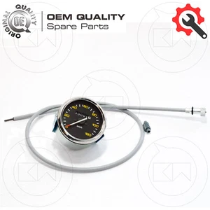 CONTA CHILOMETRI COMPLETO DI CAVO VESPA PX 125-150-200 1° SERIE BORDO CROMATO - Picture 1 of 2