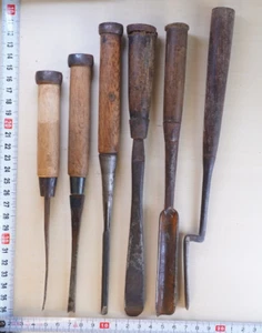 Japanese Vintage Chisel Oire Nomi 6 set Wood Working Tools N031 - Picture 1 of 12