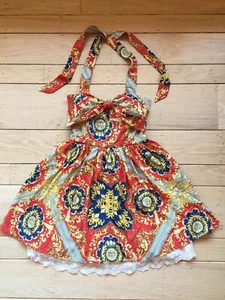 Women's NWOT Sz XXS XS 00 0 Multicolor Printed Halter Lace Padded Bra Dress RARE - Picture 1 of 15