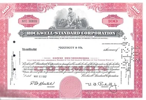 Aktie Rockwell-Standard Co., 100 Aktien, 1967 - Bild 1 von 2