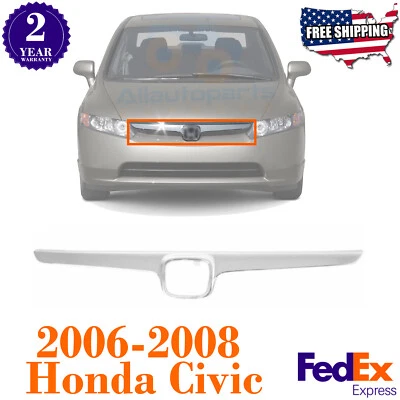Parrilla de parachoques delantero moldura cromada para Honda Civic 2006-2008 Foto 1 de 4