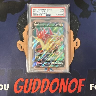 PSA 9 MINT 2021 Pokemon Evolving Skies DRACOZOLT V #178 Full Art Ultra Rare - Image 1 of 3