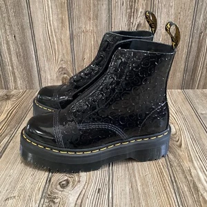 Dr. Doc Martens Womens Sinclair Black Leopard Embossed Leather Boots Size 7 NEW - Picture 1 of 13