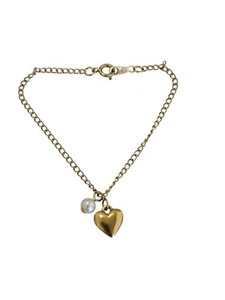 Avon Vintage 1988 Sentimental Accent Gold Tone Sm Heart Bracelet - Picture 1 of 4