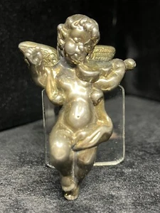 Sterlingsilber Cherub Engel spielende Geige Pin Anhänger signiert ERSTAUNLICHE DETAILS - Bild 1 von 6
