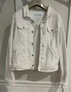 Girl's Destructed Jean Jacket Cat & Jack White Size XL 14/16 - Picture 1 of 9