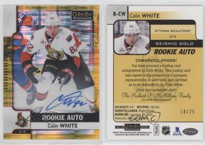 2017-18 O-Pee-Chee Platinum Rainbow Seismic Gold /25 Colin White Rookie Auto RC