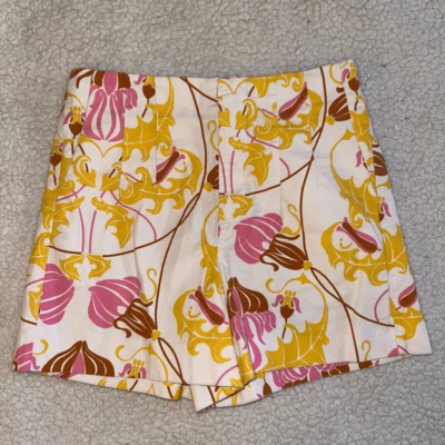 Pantalones Cortos Mujer Zara Blanco Rosa Amarillo Plisados Cintura Alta Talla Pequeña Foto 1 de 4