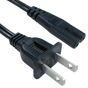 2m Power Cable US 2 Pin Plug to C7 Lead Fig 8 Cable Figure of Eight Usa Mains - Picture 1 of 5