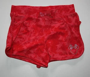 New Disney Girls 6 Year Minnie Mouse Pull On Gem Design Shorts Red Tie Dye Gems - Picture 1 of 1