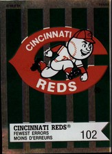 1991 Panini Canadian Top 15 Baseball Card #128 Cincinnati /Fewest Errors