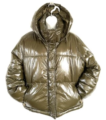 GapFit Gap Dark Green Puffer Detachable Hooded Jacket Size Womens XL - Image 1 of 4